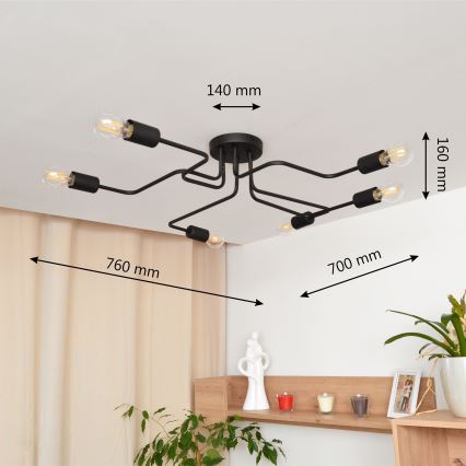Пристельова LED люстра TUBE 6xE27/15W/230V