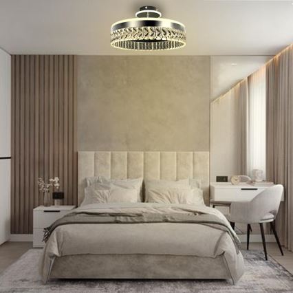 LED Пристельова кришталева люстра з регулюванням яскравості LED/75W/230V 3000-6500K матовий хром + пульт дистанційного керування