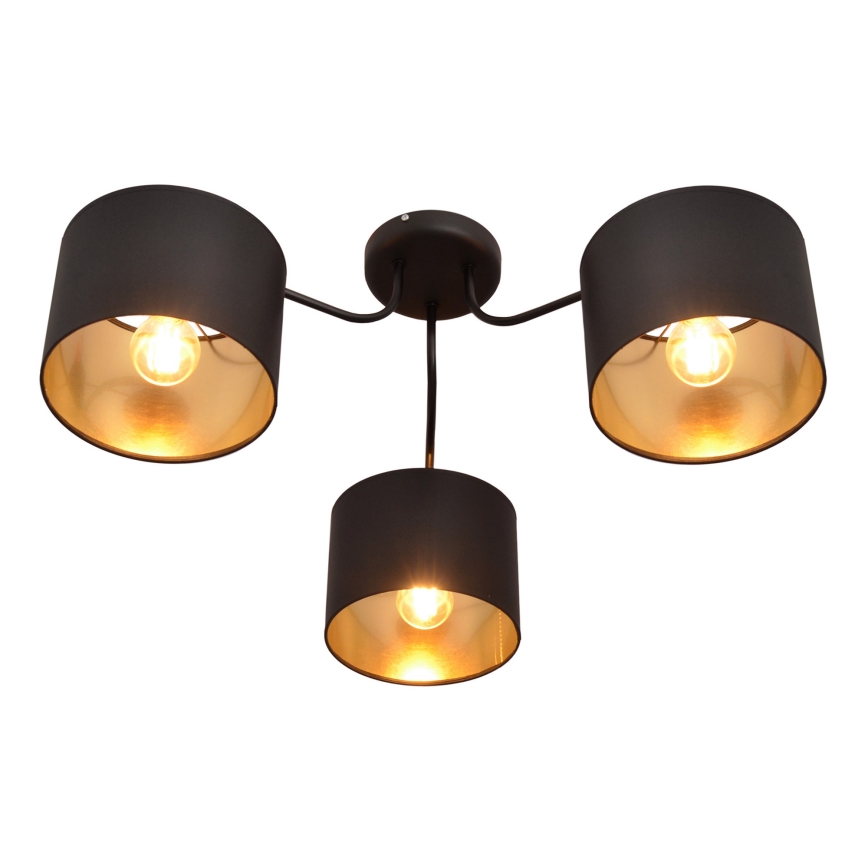 Пристельова люстра ALBA 3xE27/15W/230V чорний/золотий