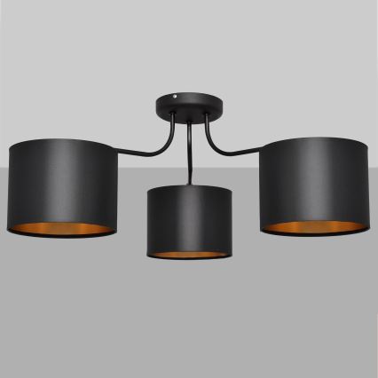 Пристельова люстра ALBA 3xE27/15W/230V чорний/золотий