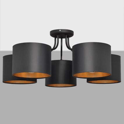 Пристельова люстра ALBA 5xE27/15W/230V чорний/золотий