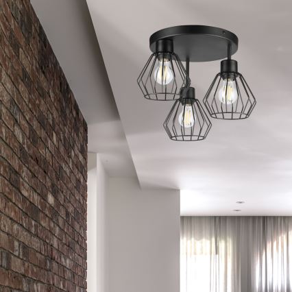 Пристельова люстра AUDREY 3xE27/60W/230V чорний