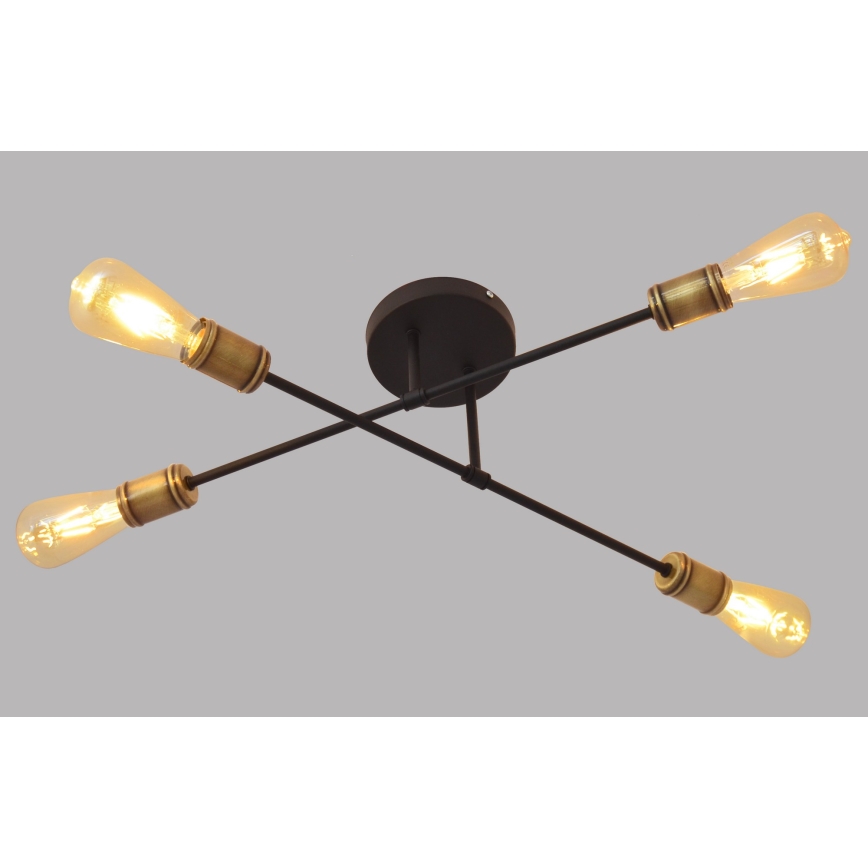 Пристельова люстра CAMBRIDGE 4xE27/20W/230V чорний/золотий