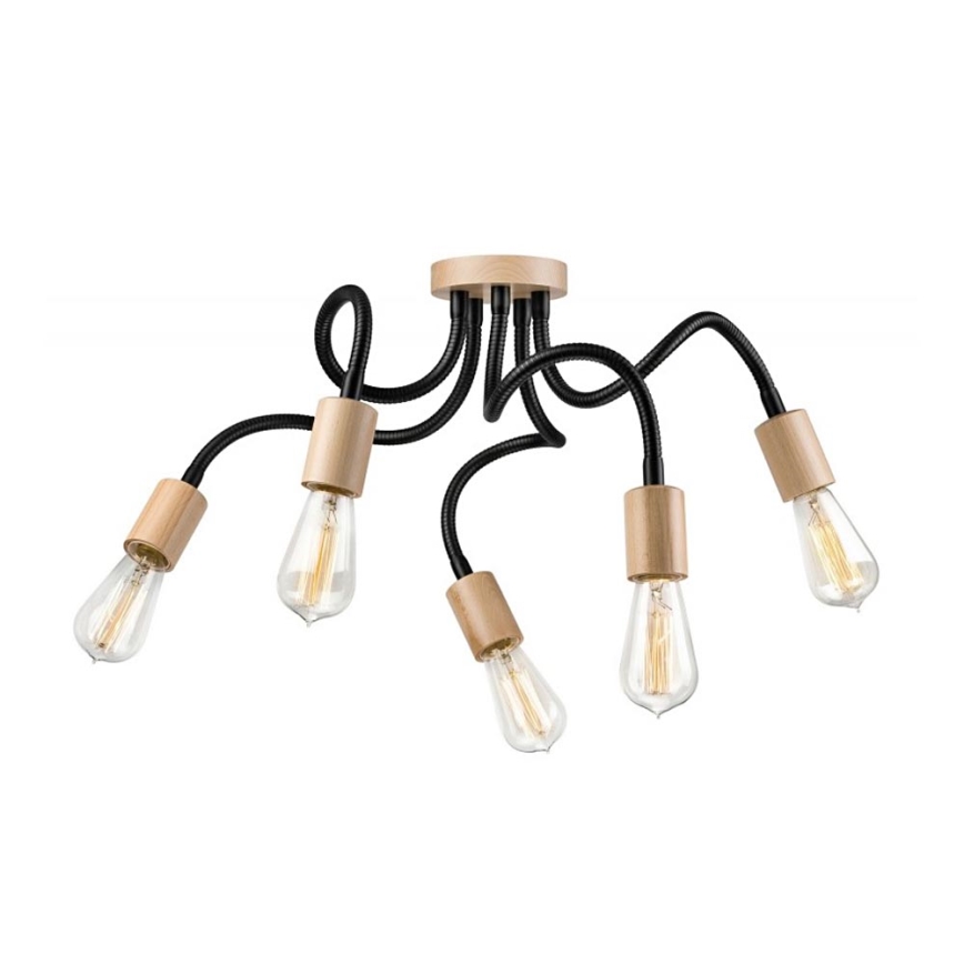 Пристельова люстра CAMERON 5xE27/60W/230V бук - FSC сертифіковано