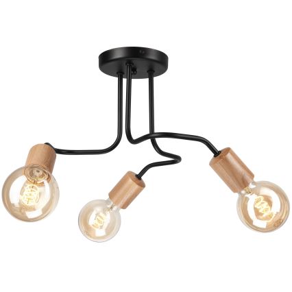 Пристельова люстра CONOR 3xE27/60W/230V дуб/чорний
