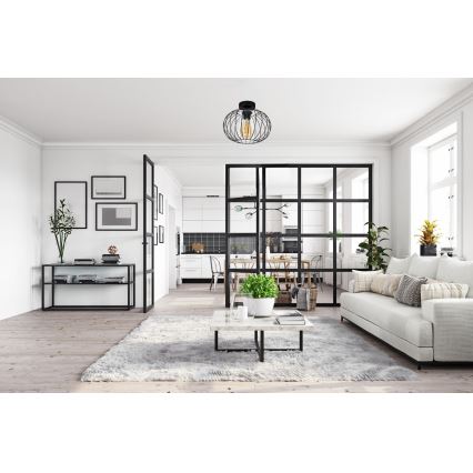 Пристельова люстра CORRINI 1xE27/60W/230V діаметр 25 см чорний/прозорий