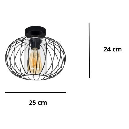 Пристельова люстра CORRINI 1xE27/60W/230V діаметр 25 см чорний/прозорий