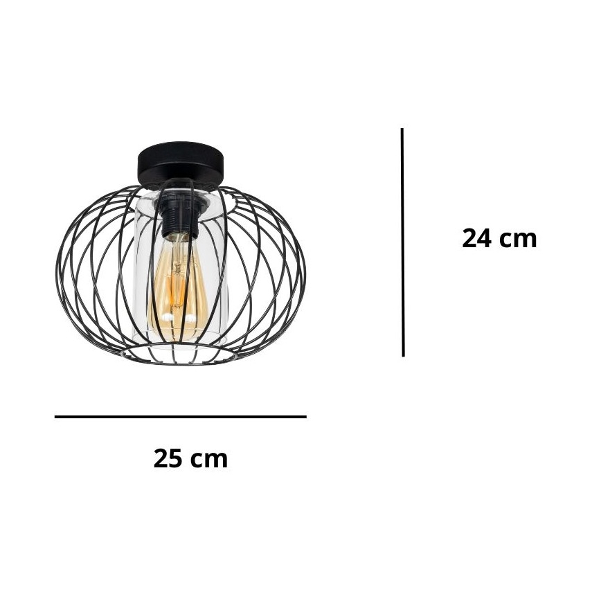 Пристельова люстра CORRINI 1xE27/60W/230V діаметр 25 см чорний/прозорий