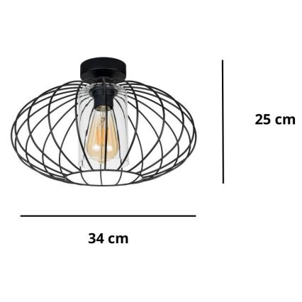 Пристельова люстра CORRINI 1xE27/60W/230V діаметр 34 см чорний/прозорий