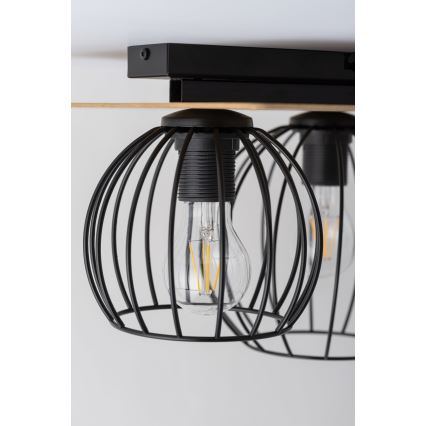 Пристельова люстра CYBER 2xE27/60W/230V дерево/чорний