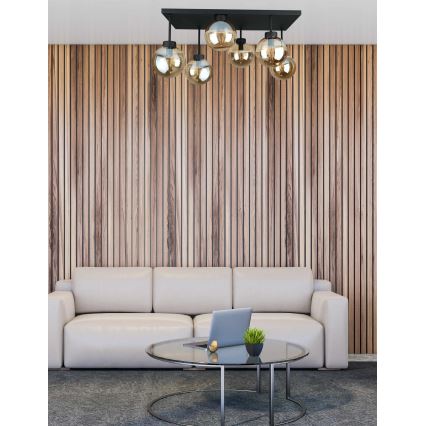 Пристельова люстра DEA 6xE14/60W/230V чорний/димчастий бежевий