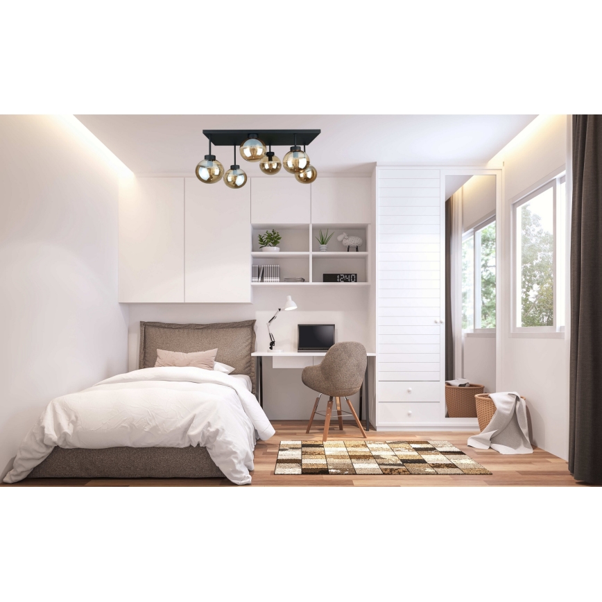 Пристельова люстра DEA 6xE14/60W/230V чорний/димчастий бежевий