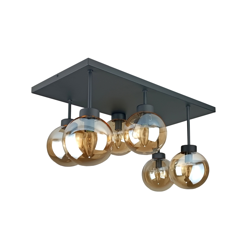 Пристельова люстра DEA 6xE14/60W/230V чорний/димчастий бежевий