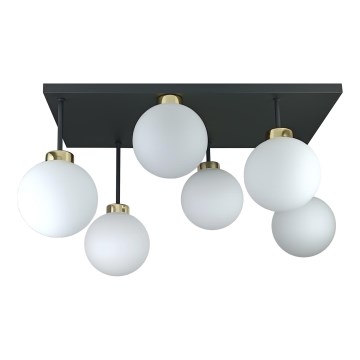 Пристельова люстра DEA 6xE14/60W/230V чорний/золотий/білий