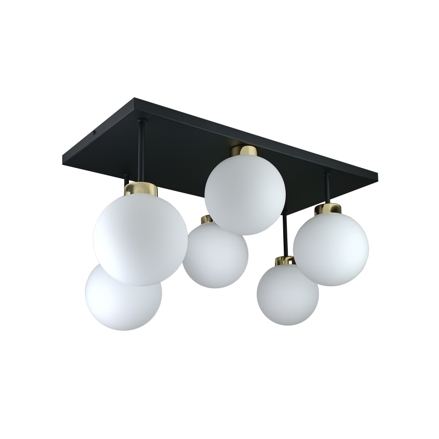 Пристельова люстра DEA 6xE14/60W/230V чорний/золотий/білий