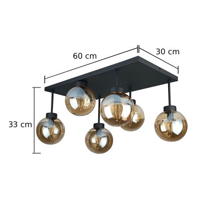 Пристельова люстра DEA 6xE14/60W/230V чорний/димчастий бежевий