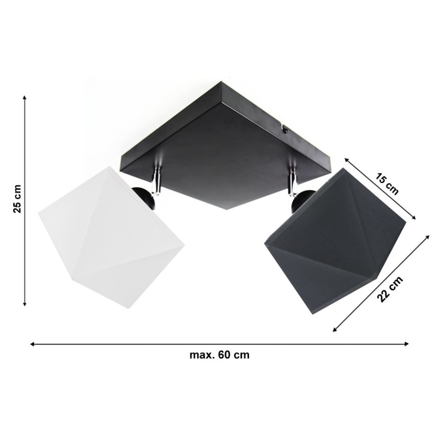 Пристельова люстра DIAMENT 2xE27/60W/230V чорно-білий