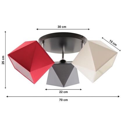 Пристельова люстра DIAMENT 3xE27/60W/230V