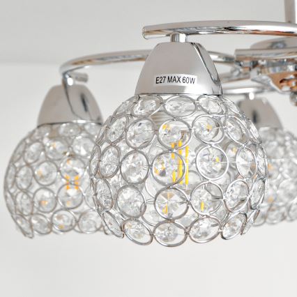 Пристельова люстра DORIS 5xE27/15W/230V глянцевий хром/прозорий