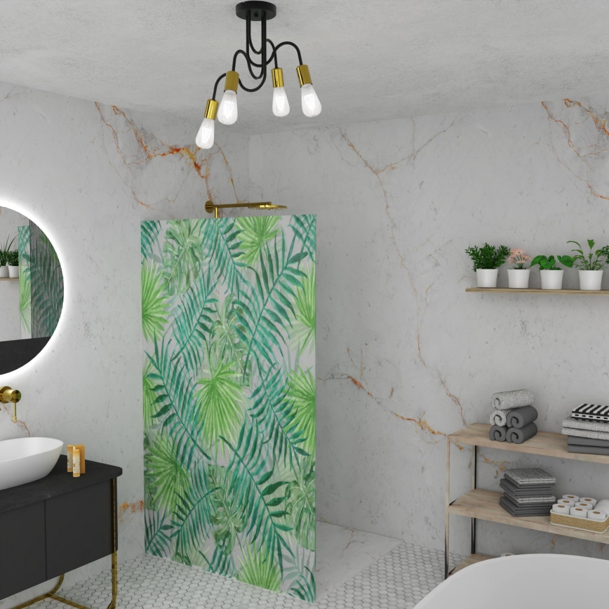 Пристельова люстра DOW 4xE27/60W/230V чорний/золотистий