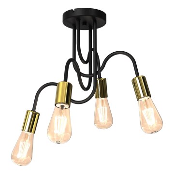 Пристельова люстра DOW 4xE27/60W/230V чорний/золотистий