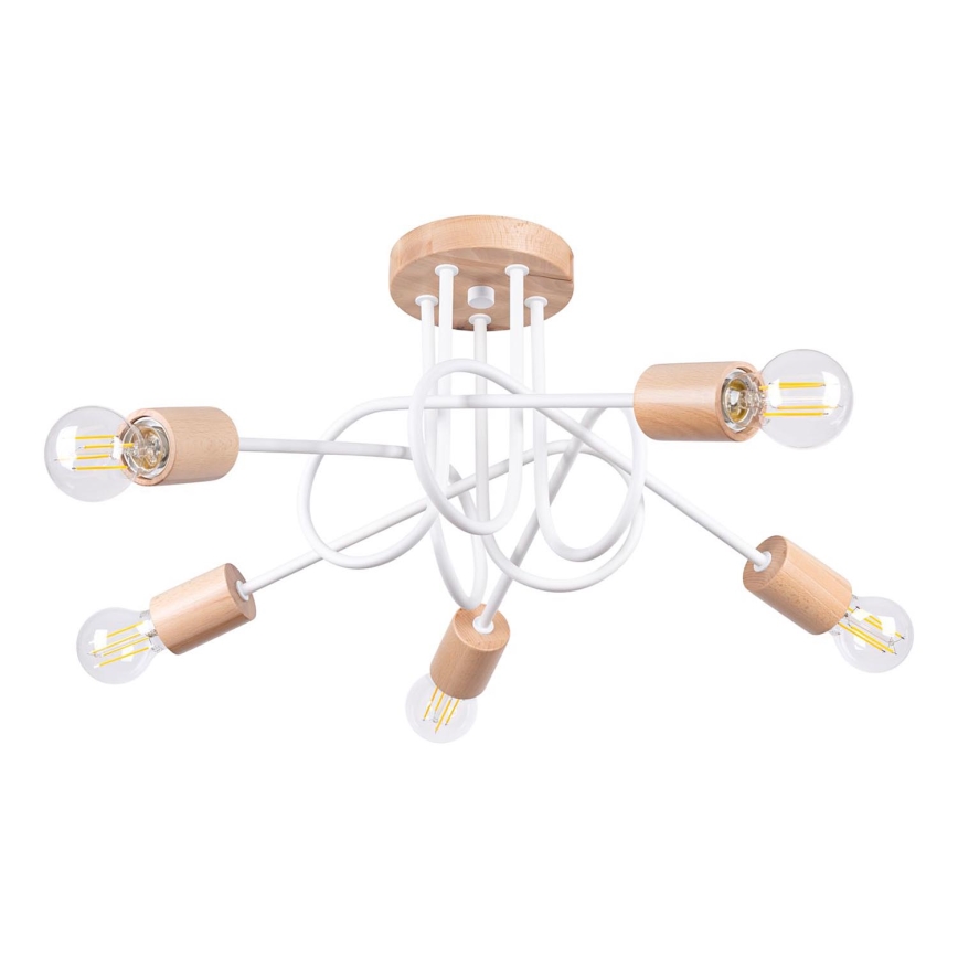 Пристельова люстра EMBER 5xE27/15W/230V білий/бежевий/бук