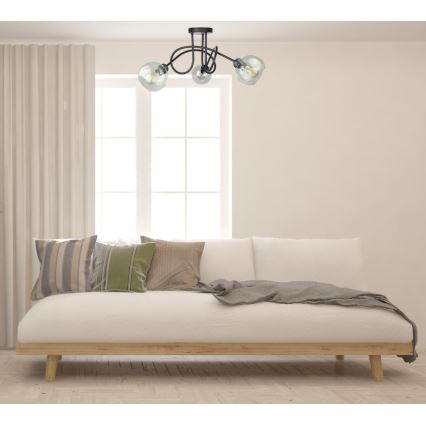 Пристельова люстра EVIE 3xE27/60W/230V чорний/прозорий