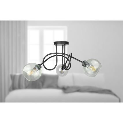 Пристельова люстра EVIE 3xE27/60W/230V чорний/прозорий