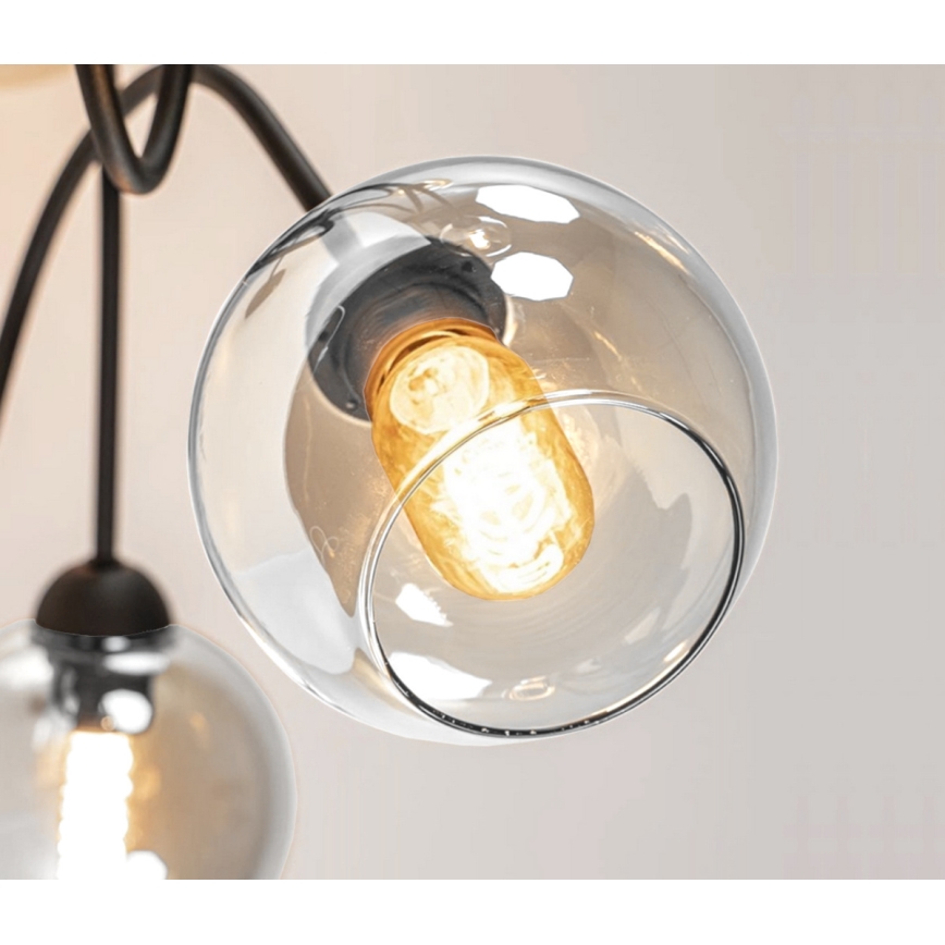 Пристельова люстра EVIE 3xE27/60W/230V чорний/прозорий