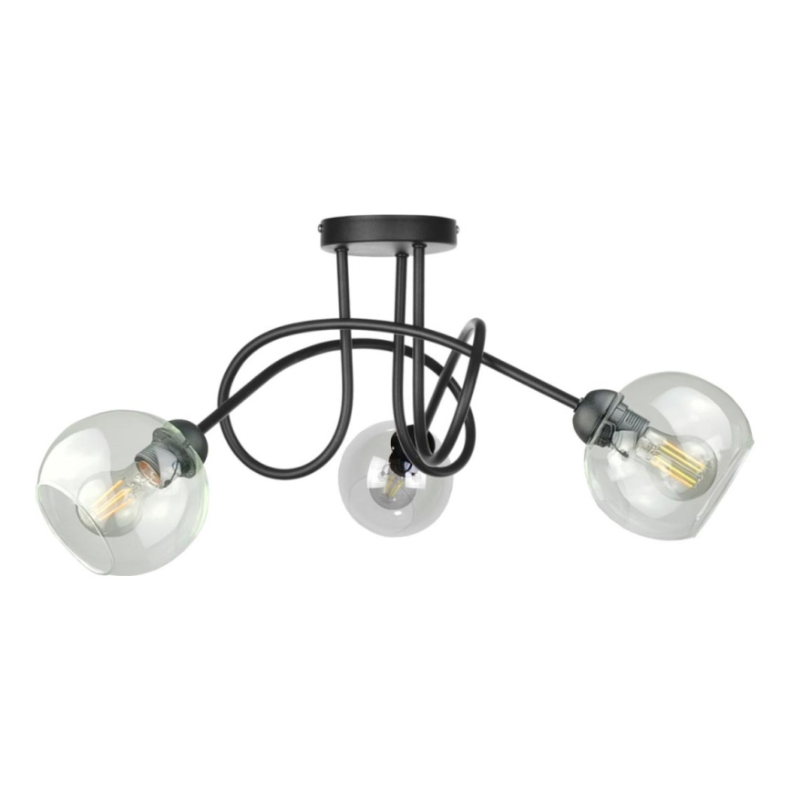 Пристельова люстра EVIE 3xE27/60W/230V чорний/прозорий