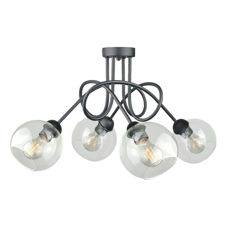 Пристельова люстра EVIE 4xE27/60W/230V антрацит/прозорий