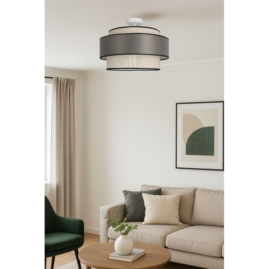 Пристельова люстра GRACE 1xE27/60W/230V кремовий/сірий