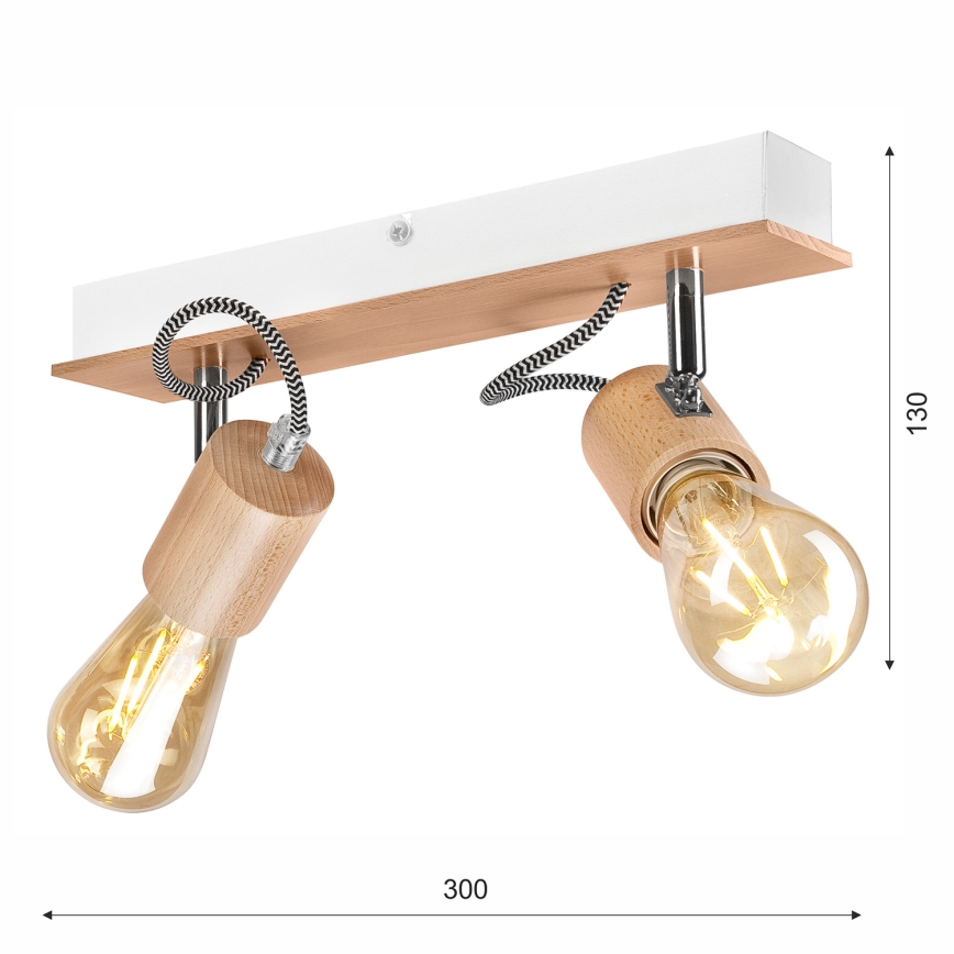 Пристельова люстра GUSTAVO 2xE27/60W/230V бук - FSC сертифіковано