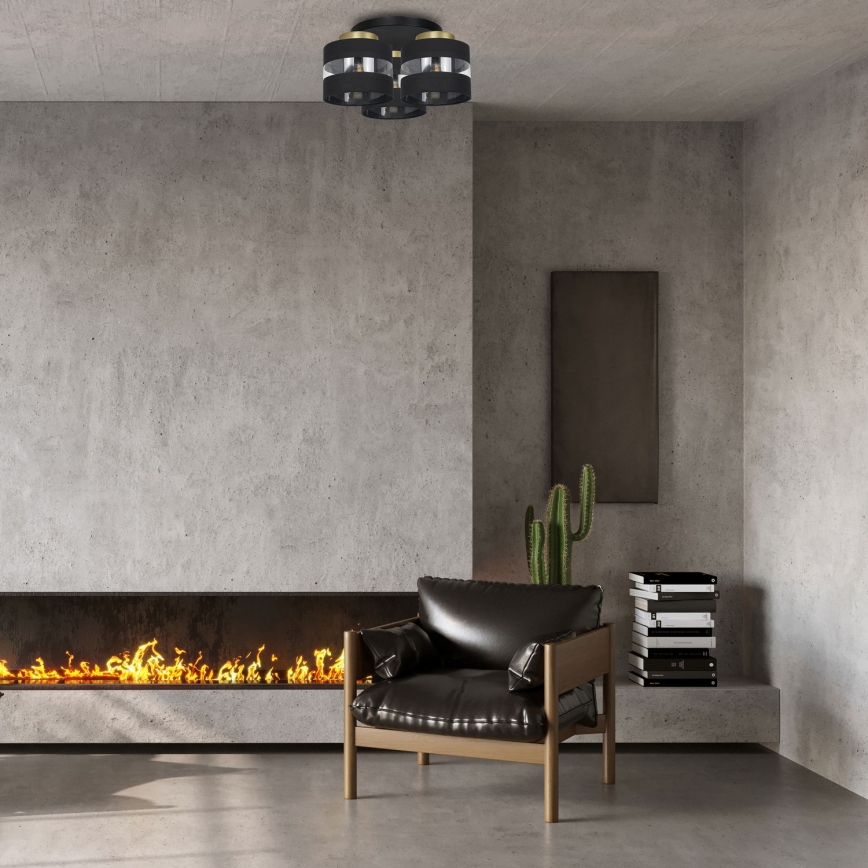 Пристельова люстра HAVARD 3xE27/60W/230V чорний/латунь