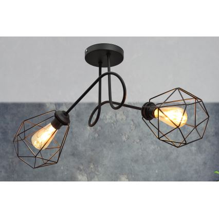 Пристельова люстра KARO 2xE27/15W/230V чорний