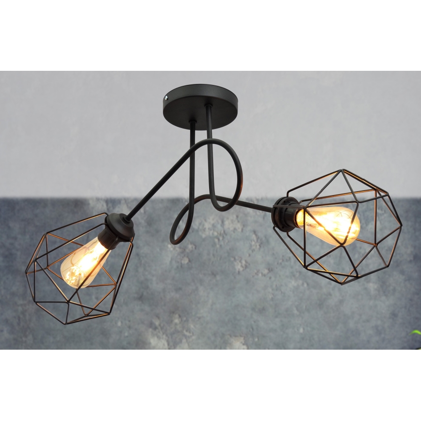 Пристельова люстра KARO 2xE27/15W/230V чорний