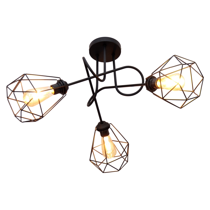Пристельова люстра KARO 3xE27/15W/230V чорний