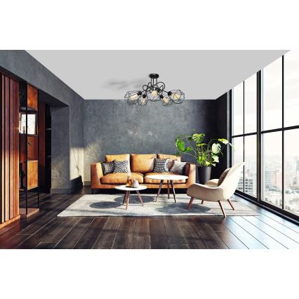 Пристельова люстра KARO 5xE27/15W/230V чорний