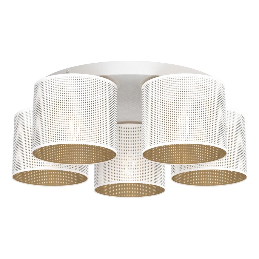 Пристельова люстра LOFT SHADE 5xE27/60W/230V білий/золотий