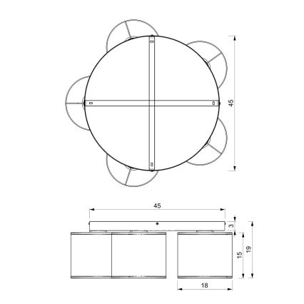 Пристельова люстра LOFT SHADE 5xE27/60W/230V чорний/золотий