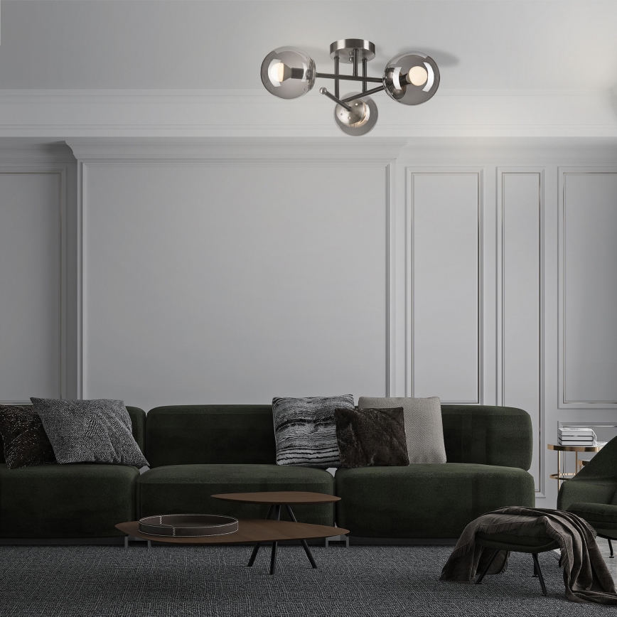 Пристельова люстра MALENA 3xE14/5W/230V чорний/димчастий