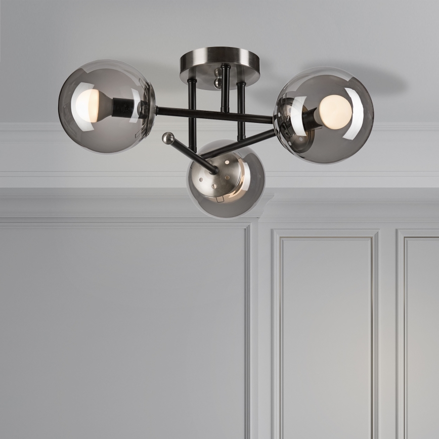 Пристельова люстра MALENA 3xE14/5W/230V чорний/димчастий