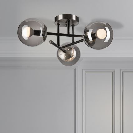 Пристельова люстра MALENA 3xE14/5W/230V чорний/димчастий