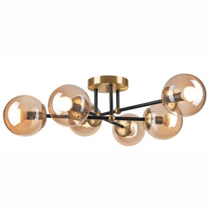 Пристельова люстра MALENA 6xE14/5W/230V золотий/чорний/димчастий бежевий