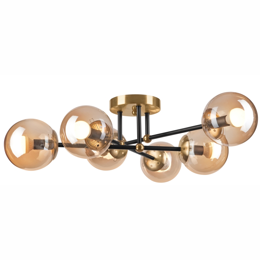 Пристельова люстра MALENA 6xE14/5W/230V золотий/чорний/димчастий бежевий