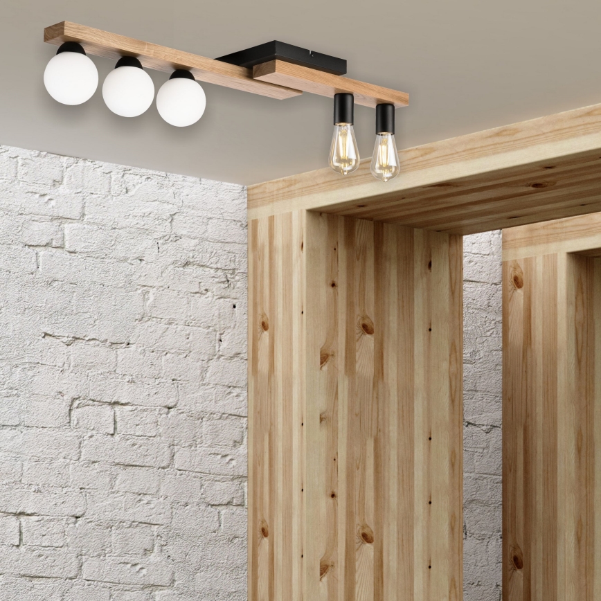 Пристельова люстра MATTE 2xE27/15W/230V + 3xG9/5W/230V чорний/дуб