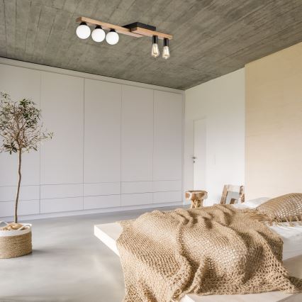 Пристельова люстра MATTE 2xE27/15W/230V + 3xG9/5W/230V чорний/дуб