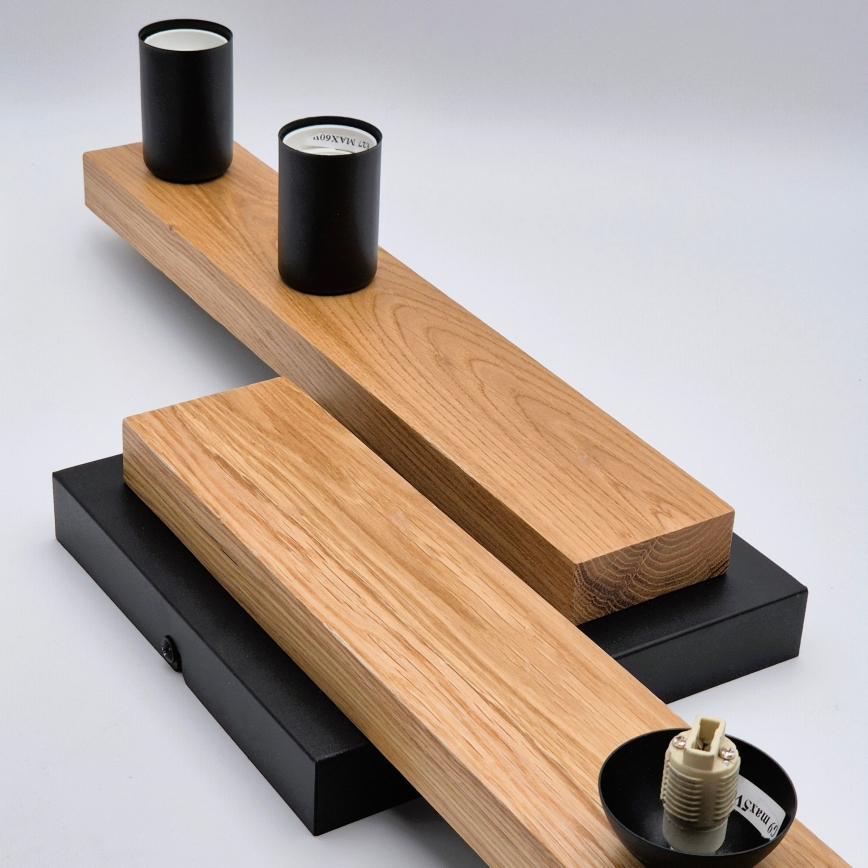 Пристельова люстра MATTE 2xE27/15W/230V + 3xG9/5W/230V чорний/дуб