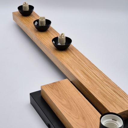 Пристельова люстра MATTE 2xE27/15W/230V + 3xG9/5W/230V чорний/дуб