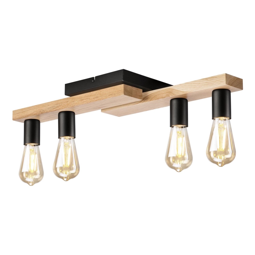 Пристельова люстра MATTE 4xE27/15W/230V чорний/дуб